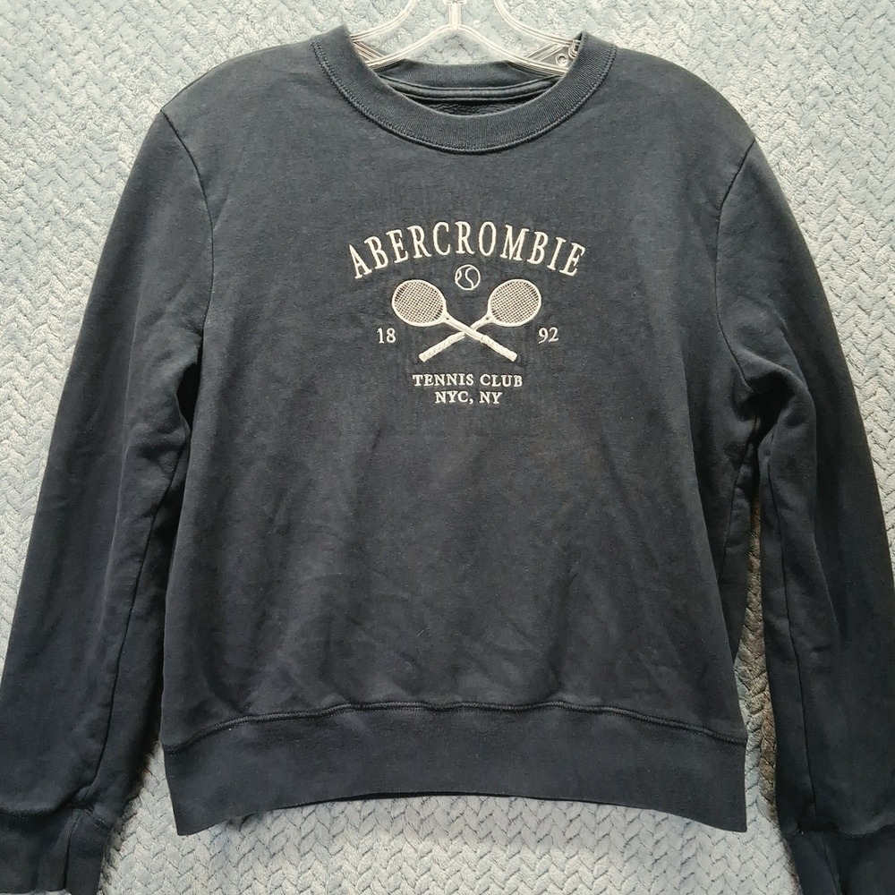 Abercrombie Kids Navy Blue Tennis Club NYC Embroidered Sweatshirt Size 15/16